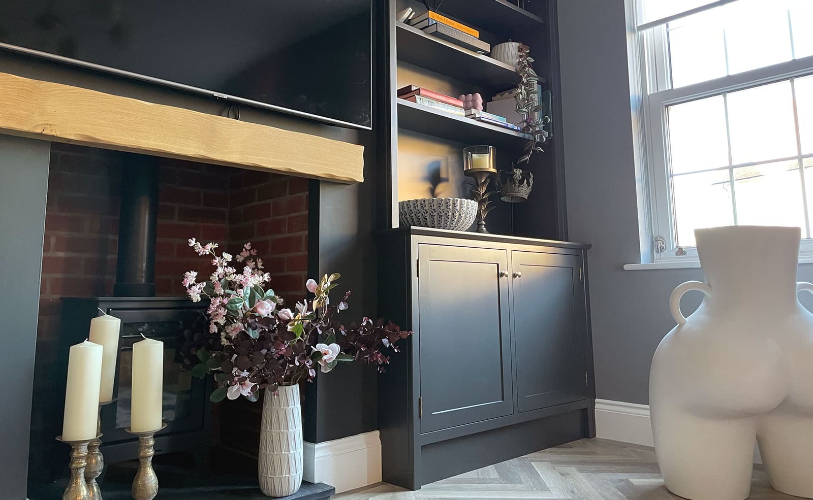 Family room bespoke living room cupboards by Rao Furniture