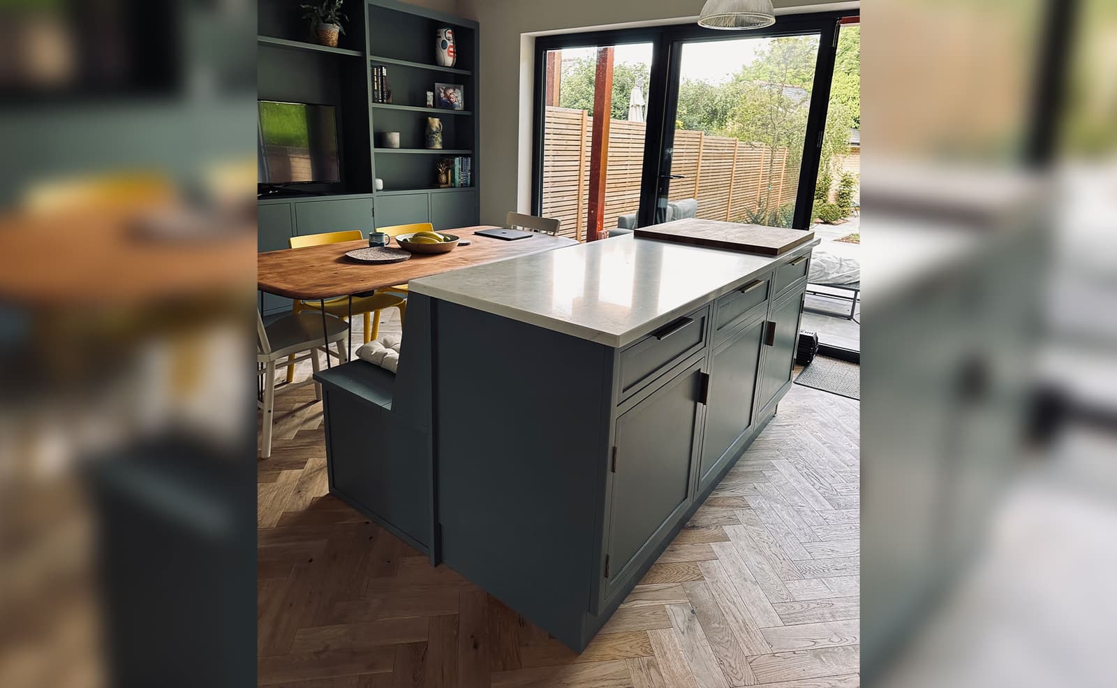 Open plan bespoke slim line kitchen by Rao Furniture